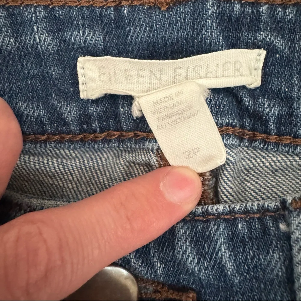 Eileen Fisher Organic Cotton Jeans Blue Size 2P Skinny‎ Straight Denim